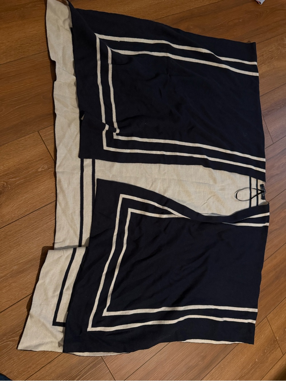 Navy and Cream Geometric Knit Skirt